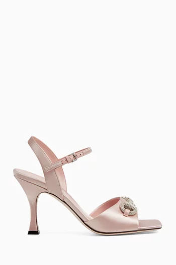 85 Crystal-embellished Horsebit Sandals in Satin