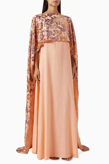 Sequin-embellished Cape & Dress Set