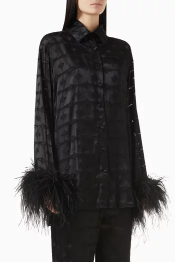 Feather-trim Shirt in Satin