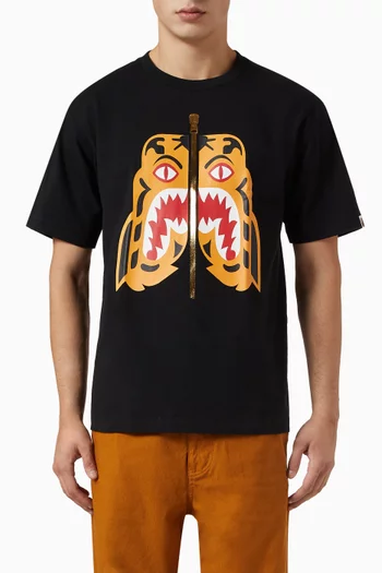 Tiger-print T-shirt in Cotton