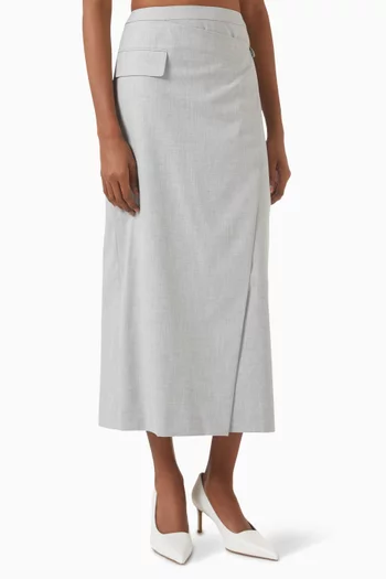 Asymmetric Skirt in Viscose-blend