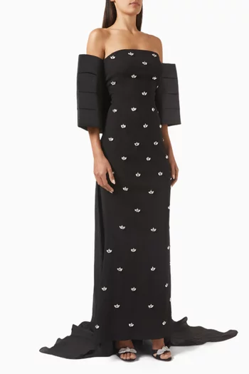 Crystal-embellished Cape Gown