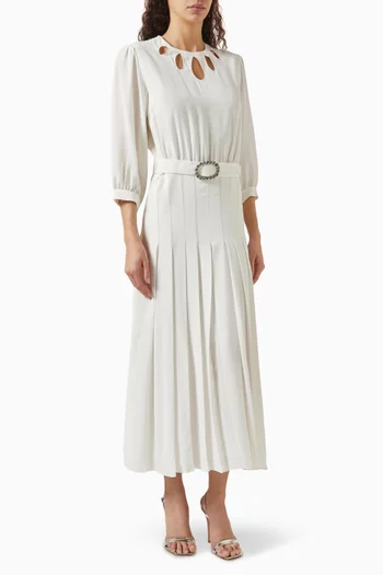 Solaris Belted Midi Dress in Silk