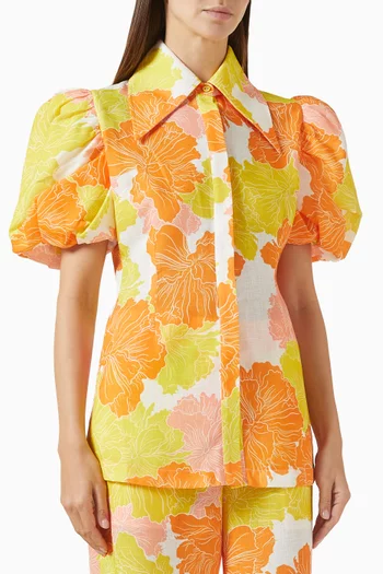 Franca Printed Shirt in Linen