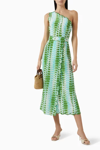 Kenny One-shoulder Midi Dress in Silk