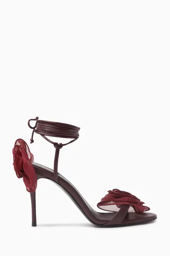 Double Flower 90 Sandals in Leather