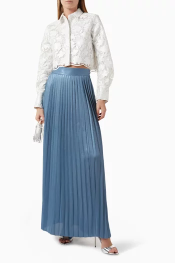 Dillon Pleated Maxi Skirt in Satin