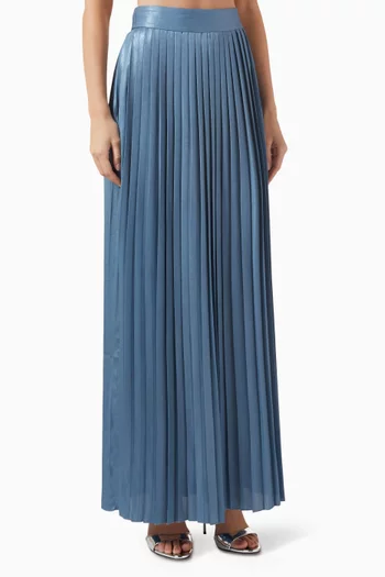 Dillon Pleated Maxi Skirt in Satin