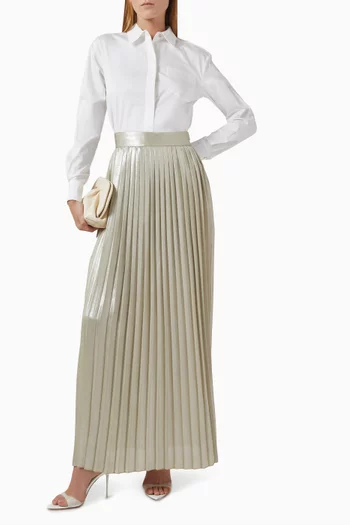 Dillon Pleated Maxi Skirt in Satin