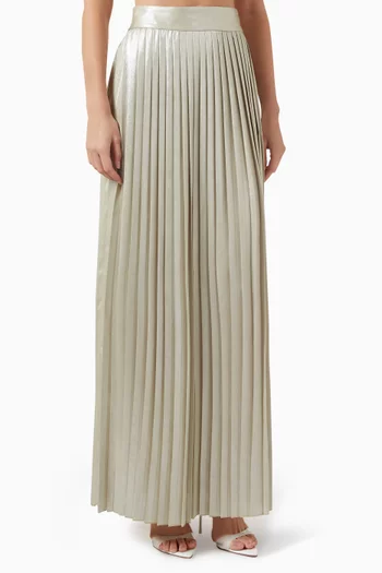 Dillon Pleated Maxi Skirt in Satin