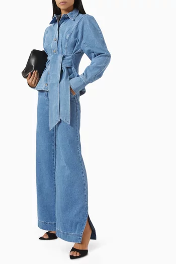 Eileen Wide-leg Slit Jeans in Denim