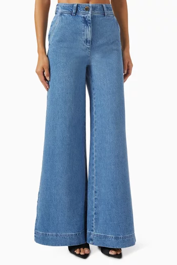 Eileen Wide-leg Slit Jeans in Denim