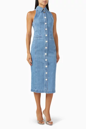 Palmer Button-down Midi Dress in Denim