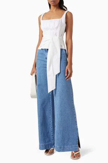 Linda Tie-front Corset Top in Cotton Blend