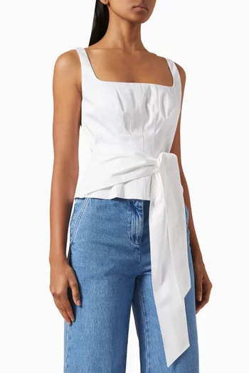 Linda Tie-front Corset Top in Cotton Blend