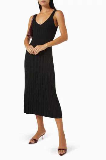 Joely V-neck Midi Dress in Rayon Blend