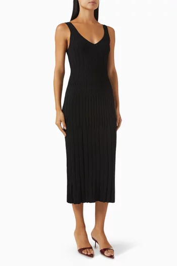 Joely V-neck Midi Dress in Rayon Blend