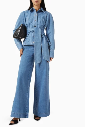 Mina Tie-front Blouse in Denim
