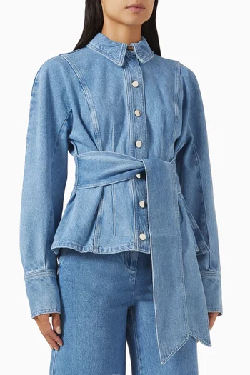 Mina Tie-front Blouse in Denim