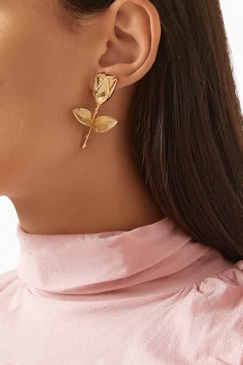 Rosebud Stud Earrings in Gold-plated Brass