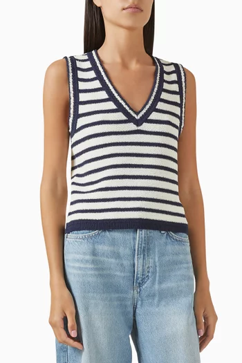 Meghan Stripe Sweater Vest in Cotton-blend