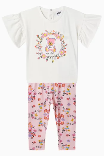 Baby Teddy & Floral Set in Cotton