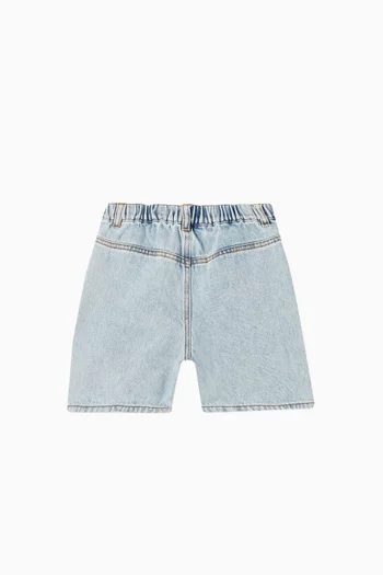 Teddy Embroidered Shorts in Denim