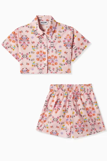 Floral Shirt & Shorts Set in Cotton