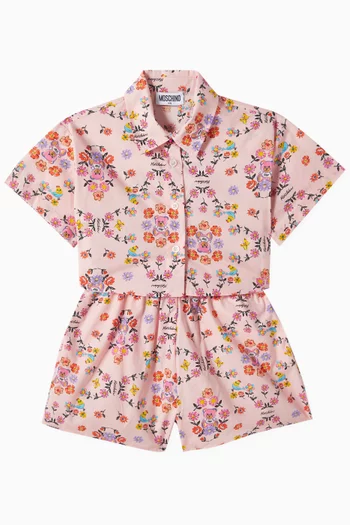 Floral Shirt & Shorts Set in Cotton