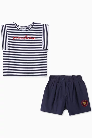 Striped Top & Shorts Set in Cotton