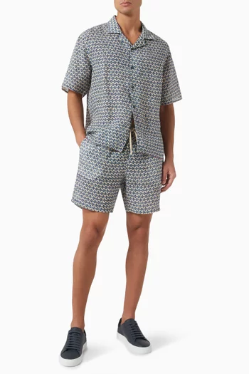Geometric Bermuda Shorts in Linen