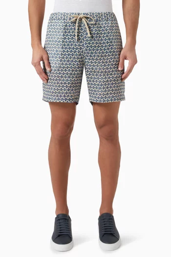 Geometric Bermuda Shorts in Linen