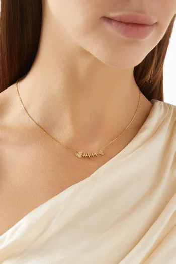 Wishbone Side Diamond Necklace in 18kt Yellow Gold