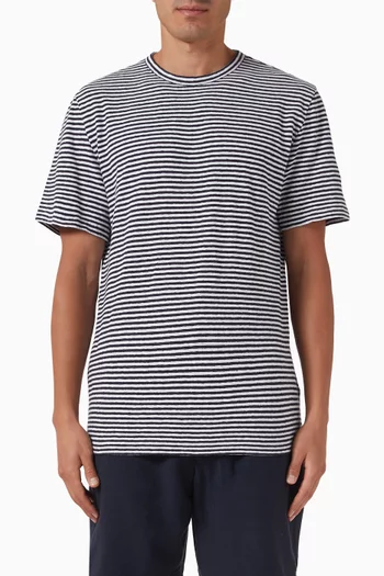 Striped T-shirt in Cotton-linen Blend