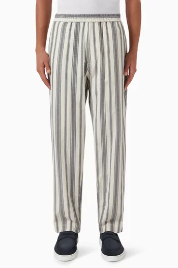 Walter Striped Pants in Cotton Seersucker