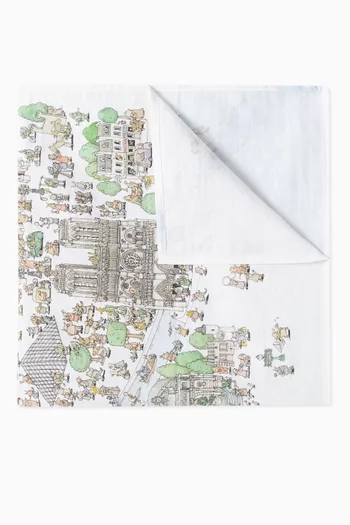 بطانية مربعة بطبعة لمدينة باريس قطن عضوي