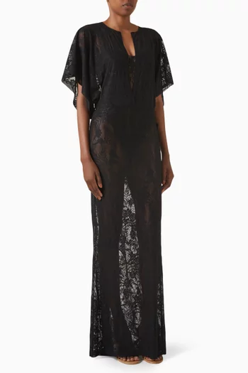 فستان سهرة اوبي دانتيل مطاطي