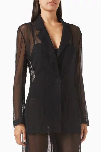 Classic Single-breasted Jacket in Mesh