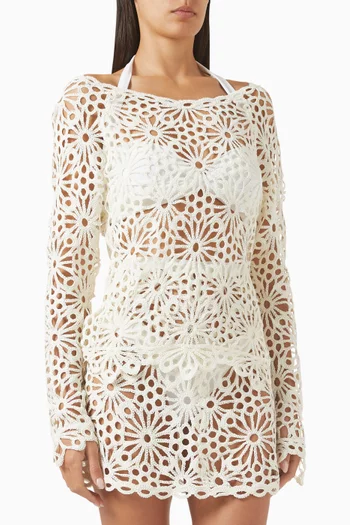 Off-shoulder Raglan Top in Crochet