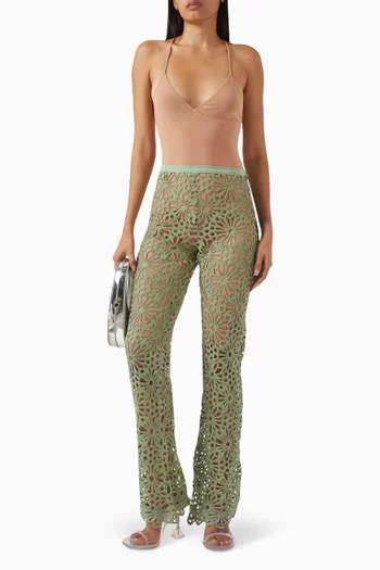Crochet Bootleg Pants in Cotton Blend