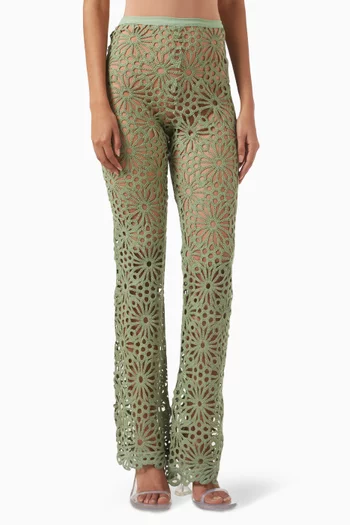 Crochet Bootleg Pants in Cotton Blend