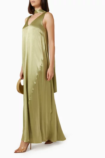 La Lune Scarf Maxi Dress in Satin