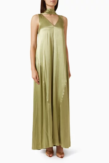 La Lune Scarf Maxi Dress in Satin