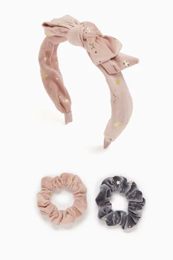 Star-embellished Headband & Scrunchies in Velvet