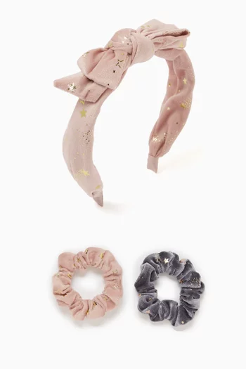 Star-embellished Headband & Scrunchies in Velvet
