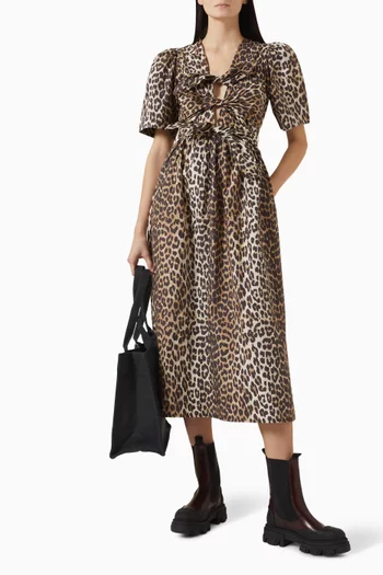 Leopard-print Midi Dress in Organic Cotton