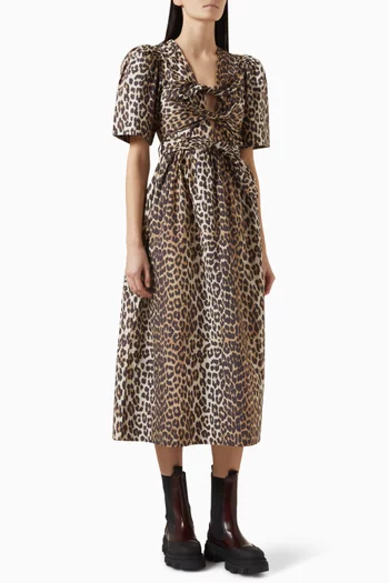 Leopard-print Midi Dress in Organic Cotton
