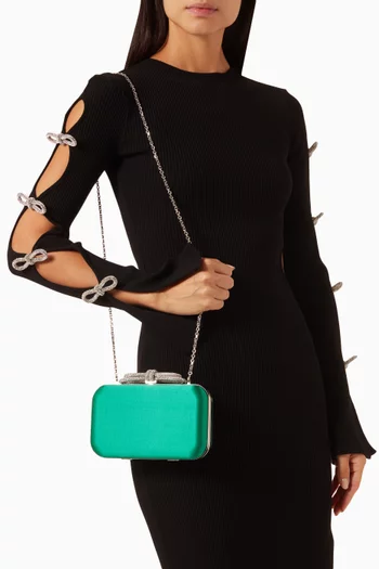 Double Bow Clutch Bag in Satin