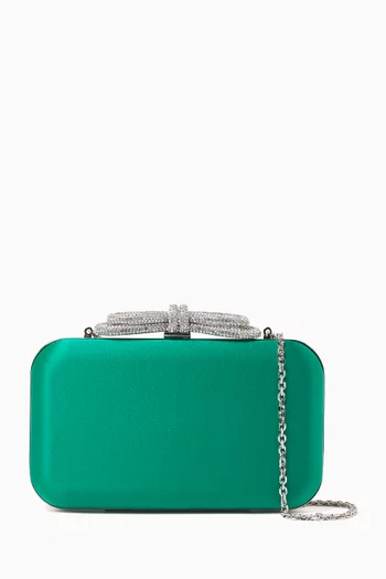 Double Bow Clutch Bag in Satin