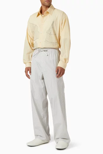 Striped Pyjama Pants in Cotton Poplin